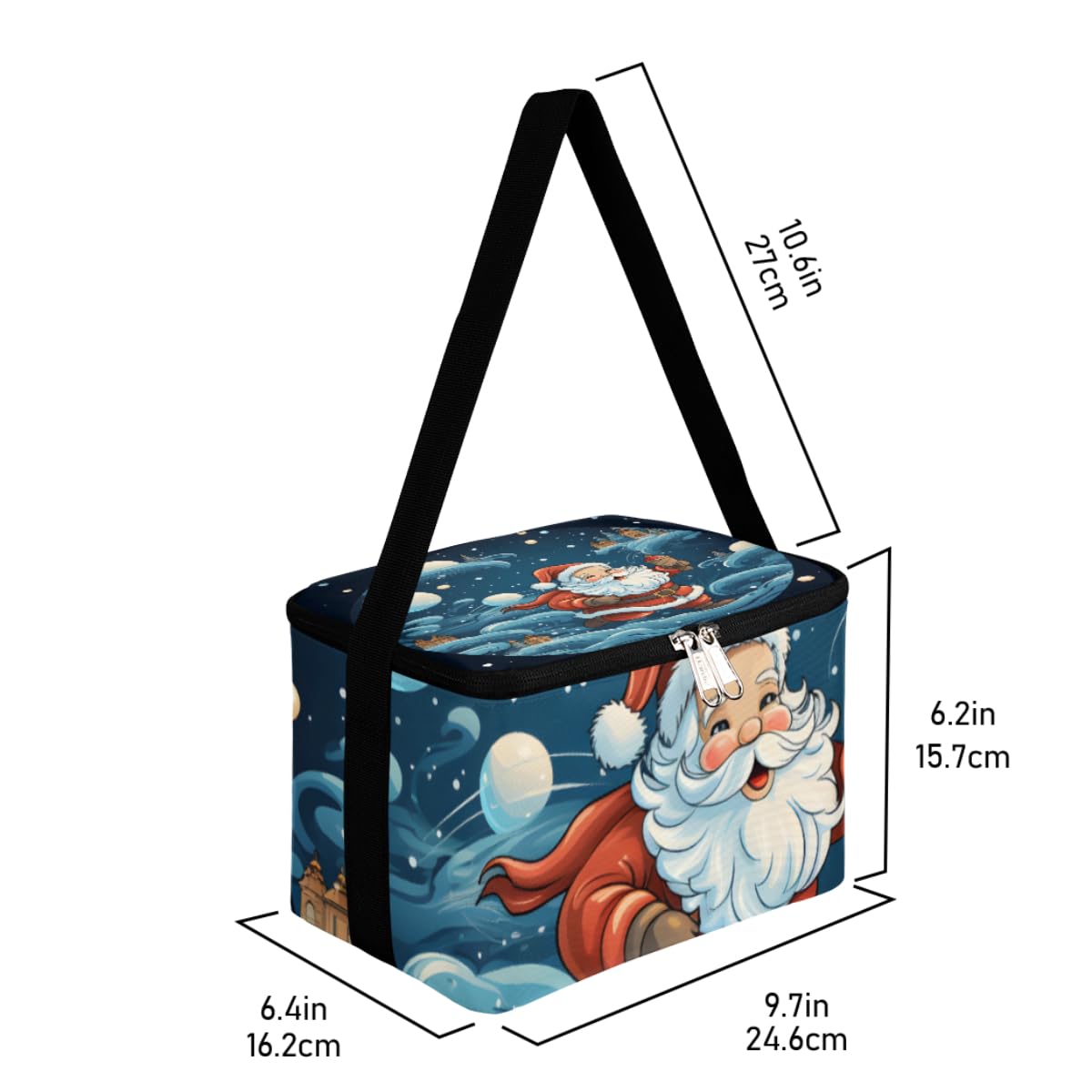 GzLeyigou Lunch Bags for Women Men 9 Cans,Xmas Santa Claus Hot & Cold Food Delivery Bag Insulated Grocery Bag Insulated Lunch Box Cooler Bag for Office Work Picnic Beach
