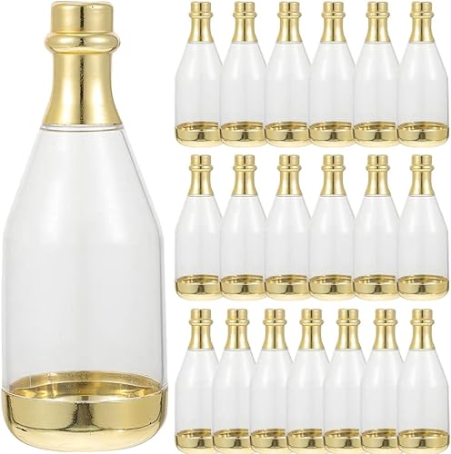 20 unids Candy Bottle Container Caja de dulces de boda Botella Favor Contenedores de plástico Botellas de plástico Golden Clear Bottle Party Box