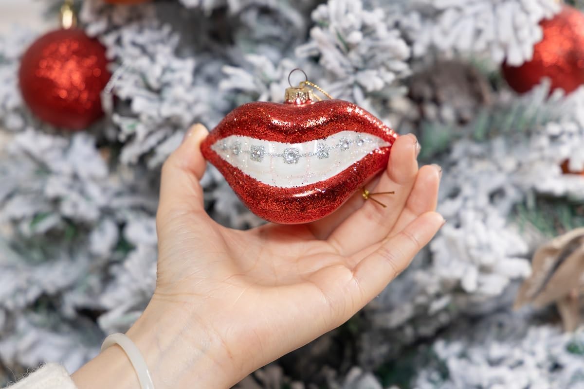 Set of 2 Glass Braces Christmas Ornament, Hand Blown Glass Dental Teeth Braces Ornaments for Christmas Tree - Image 6