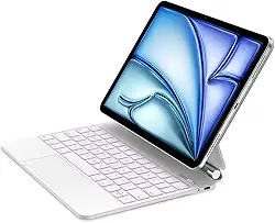 Bettdow Capa com Teclado e trackpad para iPad 10ª Geração 10.9" Polegadas, iPad (A16) 11th Generation 11 Inch 2025; modelos A2696,A2757,A2777,A3354,A3355 e A3356 com Auto Hibernação(Branco)