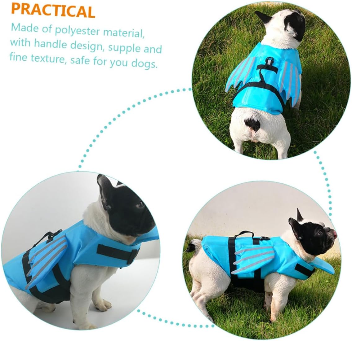 Abaodam Reflective Dog Swimsuit Life Jacket with Wings, Wear-Resistant Breathable Vest for Outdoor Swimming, Blue M Size Pet Accessory for Safety and Rescue