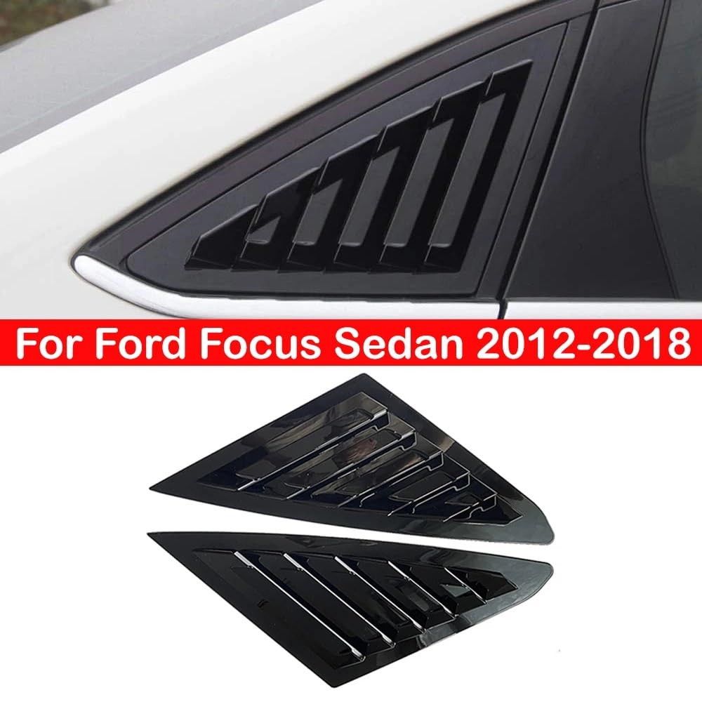 Żaluzje Tylnej Szyby Osłona Pasuje do Forda Focusa Sedan 2012-2018, tylnej żaluzji, okiennicy bocznej, osłony ćwiartki, naklejki ozdobnej, wlotu powietrza ABS(Gloss Black)