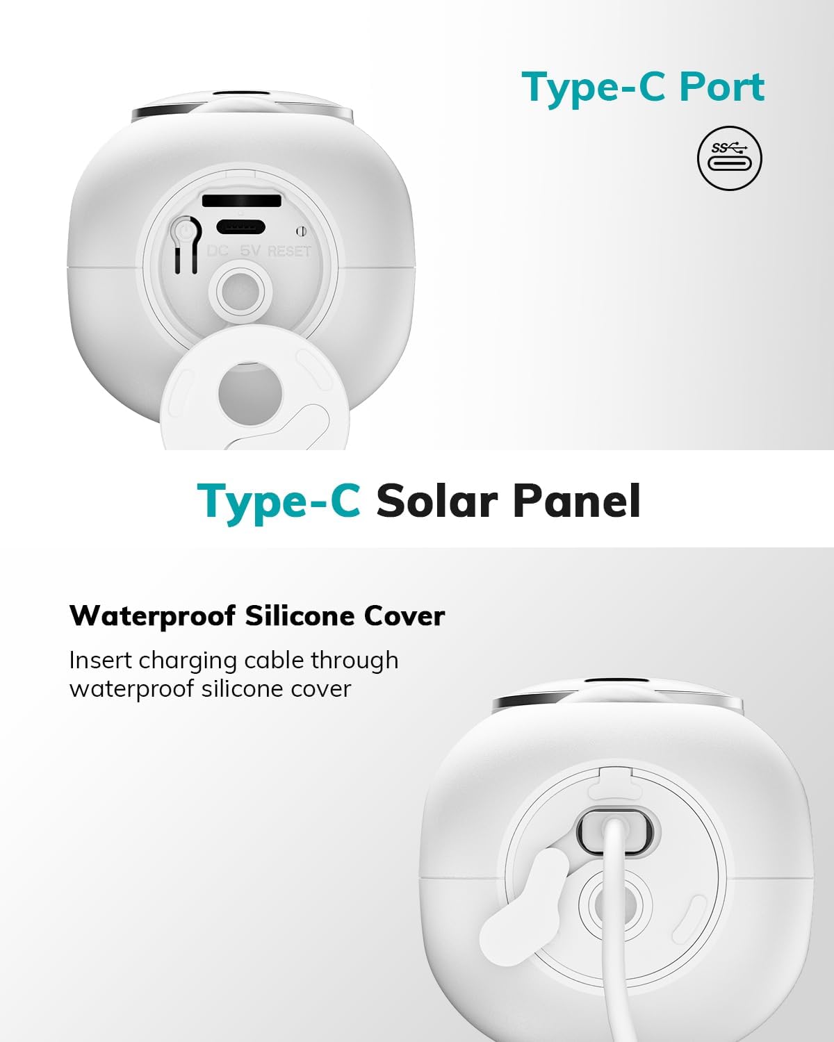 ZUMIMALL Security Cameras Wireless Outdoor with Magnetic Mount, 2K, 2.4G WiFi,3W Solar Panel with 10ft Type C Cable