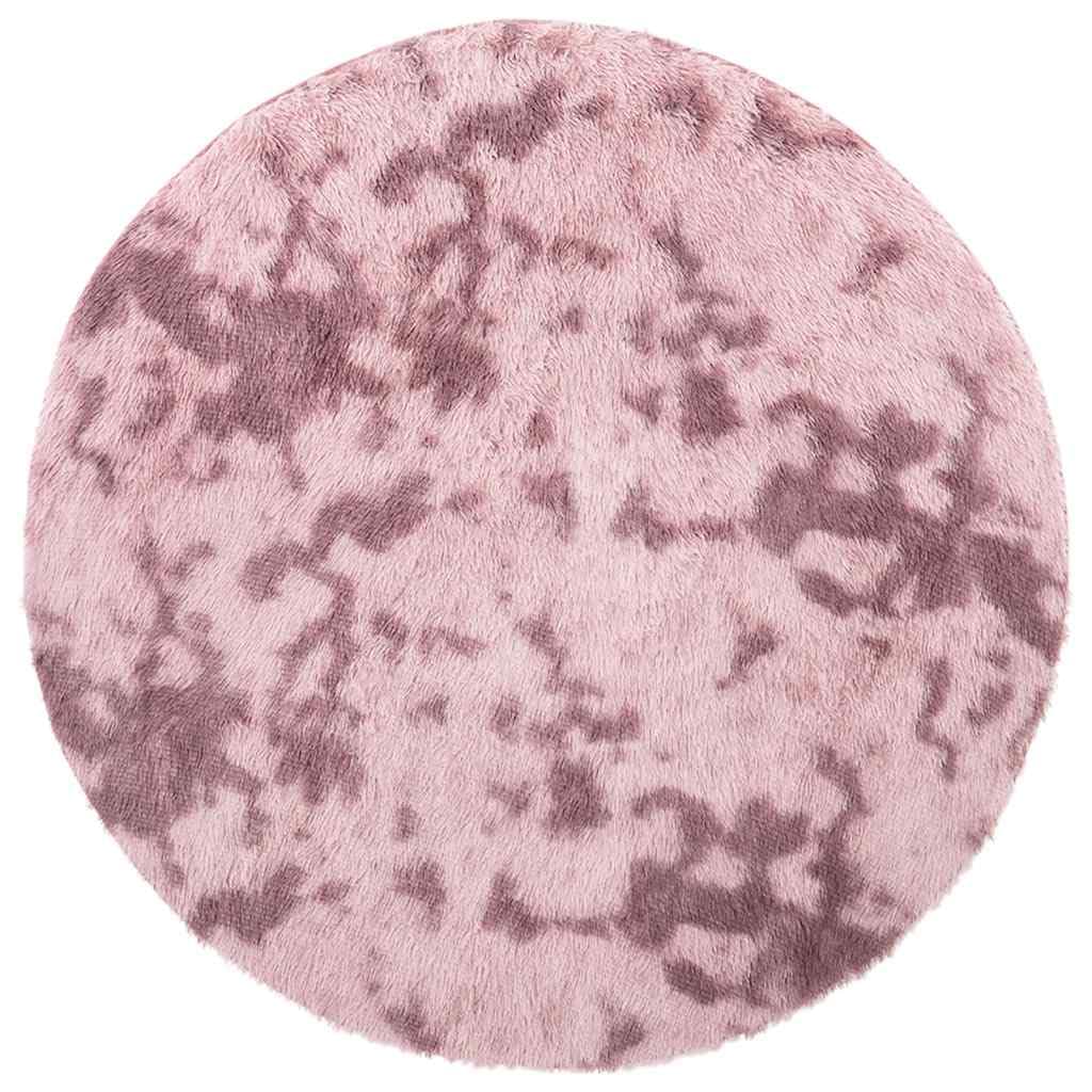 Tapis Shaggy Rond Rose Poudré NAVARRA 100x100 cm | Tapis de Salon Confortable en Polyester