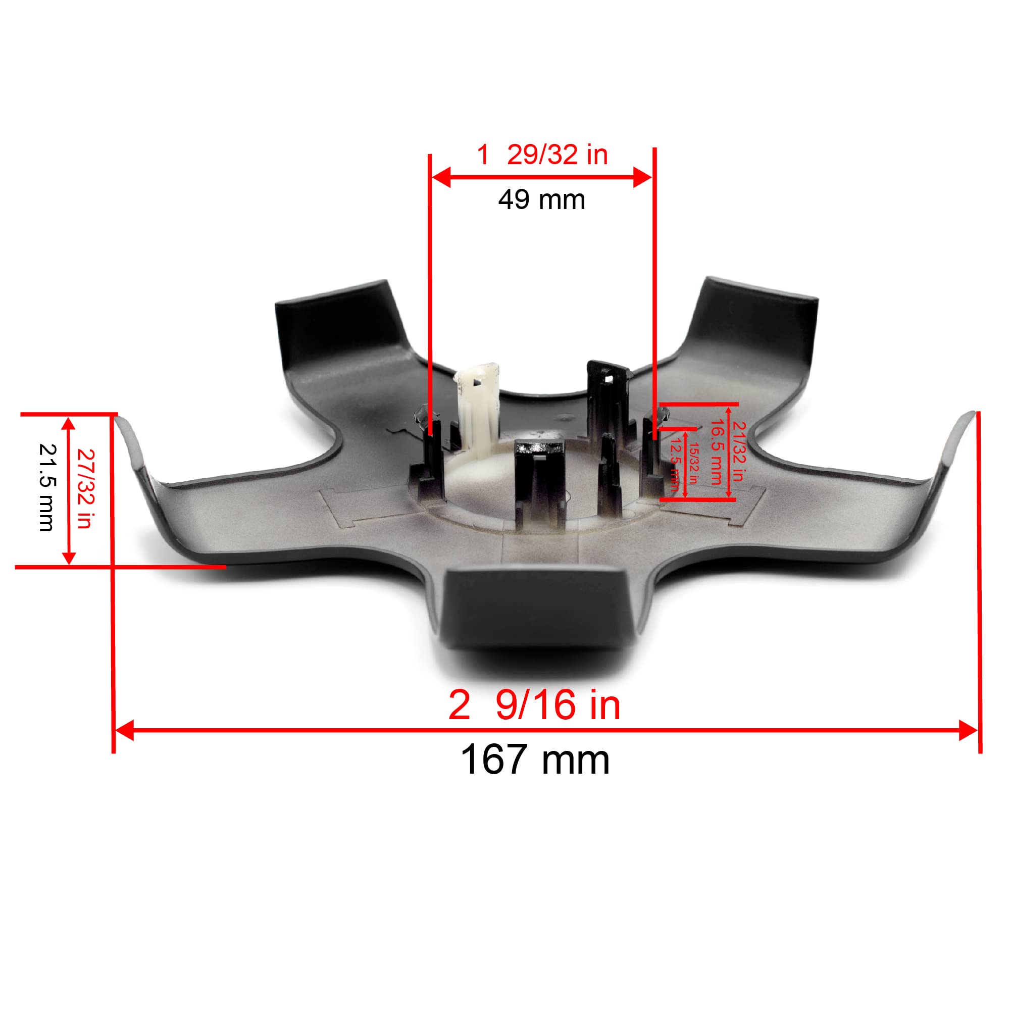 4 x 76 mm czarne nakładki na piasty koła do modelu 3 S X