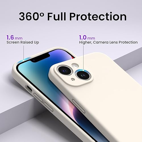 Miniatura 5 de ORNARTO Funda diseñada para iPhone 14, con 2 protectores de pantalla de goma de gel de silicona líquida cuerpo completo funda protectora a prueba de