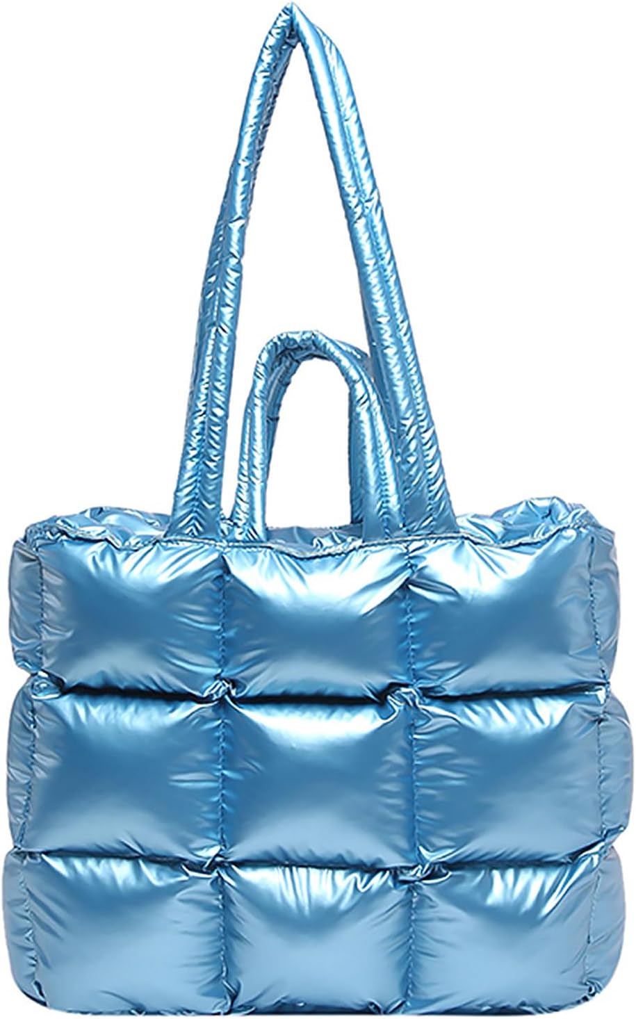 Puffer Tote Bag for Women, Quilted Puffy Handbag, Quilted Shoulder Bag Fluffy Satchel Purse for Work Travel Shopping