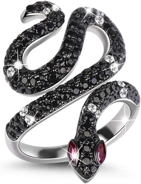 GNOCE Snake Ring for Women Men S925 Life Power Black Rings with Cubic Zirconia Personality Jewelry Engagement Anniversary Promise Fashion Ring - Image 7