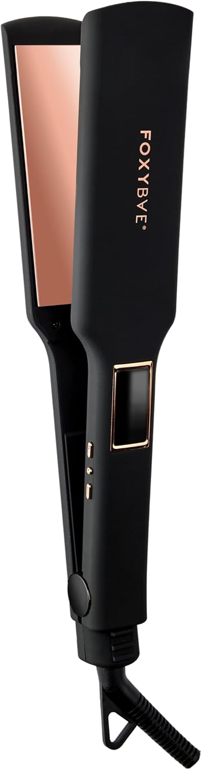 FoxyBae Sleek & Slay 1.75" Wide Plate Ceramic Flat Iron - Blush - Hair Straightener - Portable Professional Hot Tools - Healthy Hair Guaranteed - Dual Voltage - [146W]