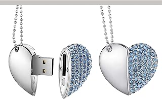 Unidades flash USB, llaves USB de 16 GB, impermeable, corazón diamante, datos USB 2.0 de alta velocidad, unidad de memoria flash, 1 unidad, color azul