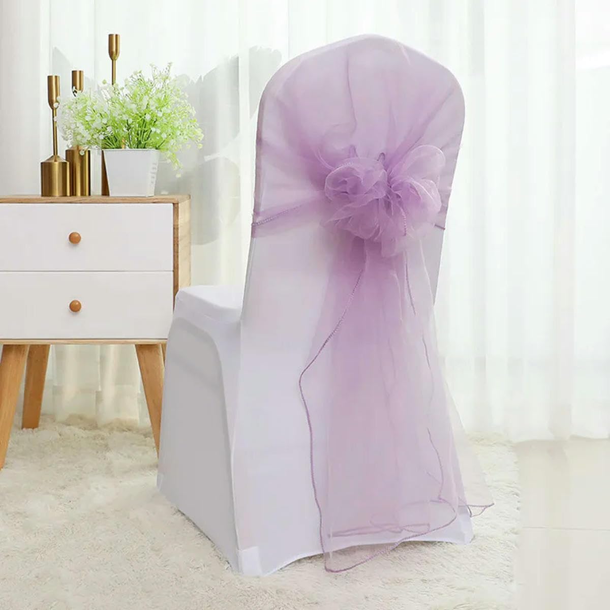 Organza-Stuhl-Schärpen, Schleifen, Tüll, Hochzeit, Stuhlkappe, Knoten, Hotelveranstaltungen, Party-Dekoration, Burgunderrot, 50 Stück, 65 x 275 cm, 50 Stück