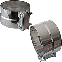 Vista 10 de Abrazadera de banda de escape de 2.5 pulgadas, junta de regazo de acero inoxidable con 1 bloque, 2 piezas para tubo de escape de 2.5 pulgadas