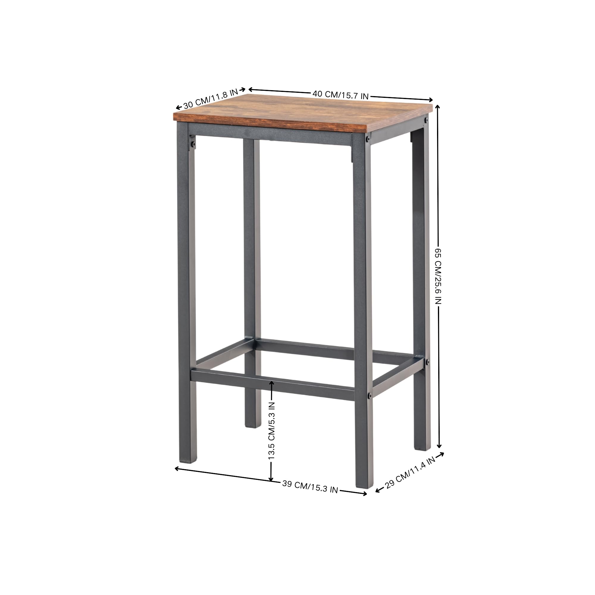 HOMYLIN Ensemble Table de Bar et chaises, Table de Bar Industrielle de 80 cm et 2 chaises (40 x 30 x 65 cm) pour Salon, Bar à Domicile, Marron