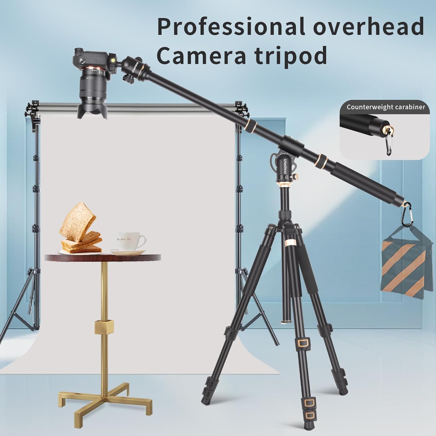 86.6 inch Camera Tripod Monopod with Center Column and Ball Head Aluminum, Arca Type QR Plate,Horizontal Overhead Shooting Tripod for DSLR Camera Video Camcorder, Heavy Duty Max Load: 27lb