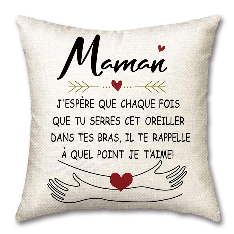 Texte émotionnel Famille Housse De Coussin "Maman" Artoid Mode - 45x45 Cm - Message Touchant - Cadeau Fête Des Mères - Polyester Doux Housse Coussin Maman Artoid