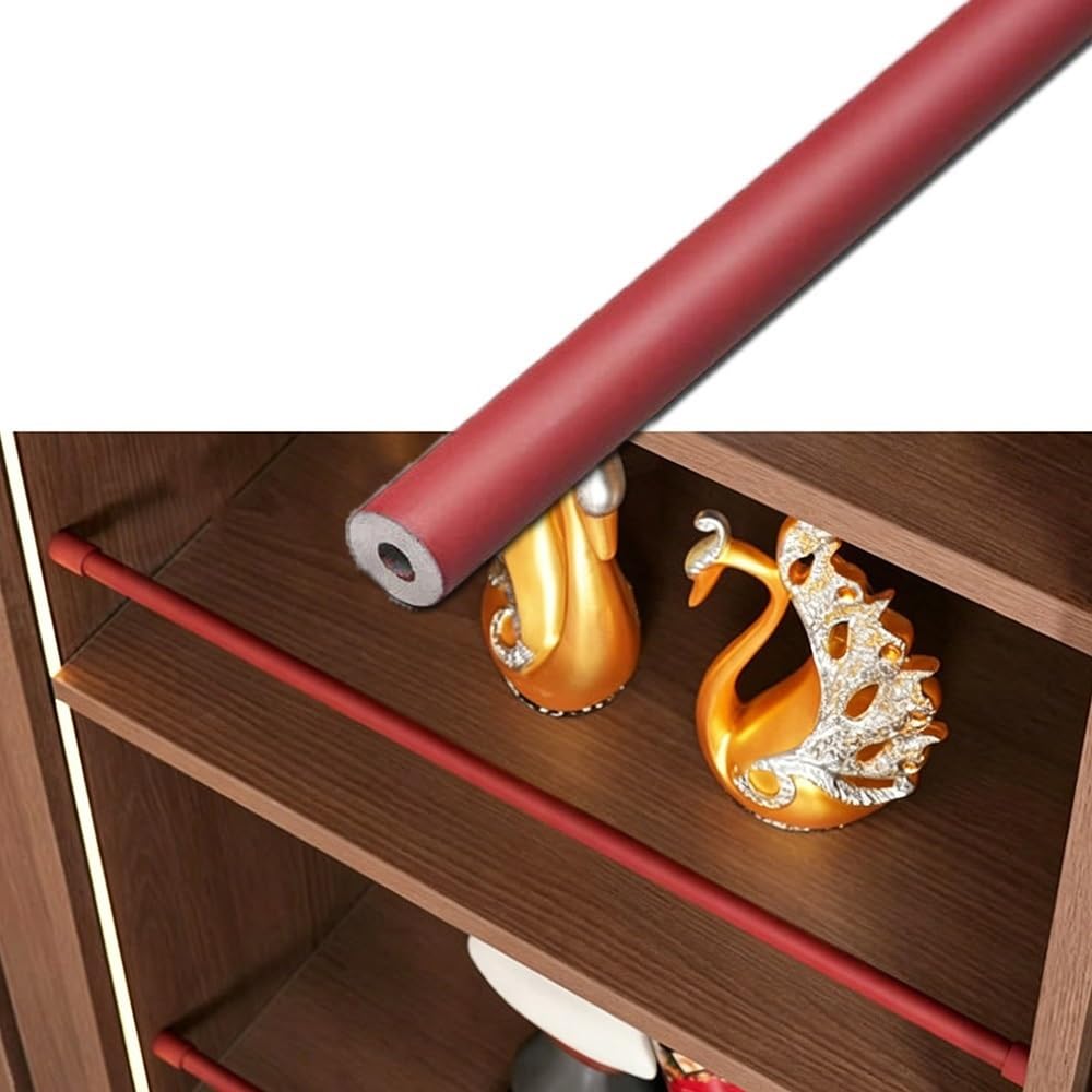 SVBVRFEEW Shelves Guard Bar Gallery Rail Decorative Guardrail Set Aluminum Shelf Rail Closet Guard Fence Anti-Tipping Railing for Wine Storage Display Rack(Red,60cm/23.6in)