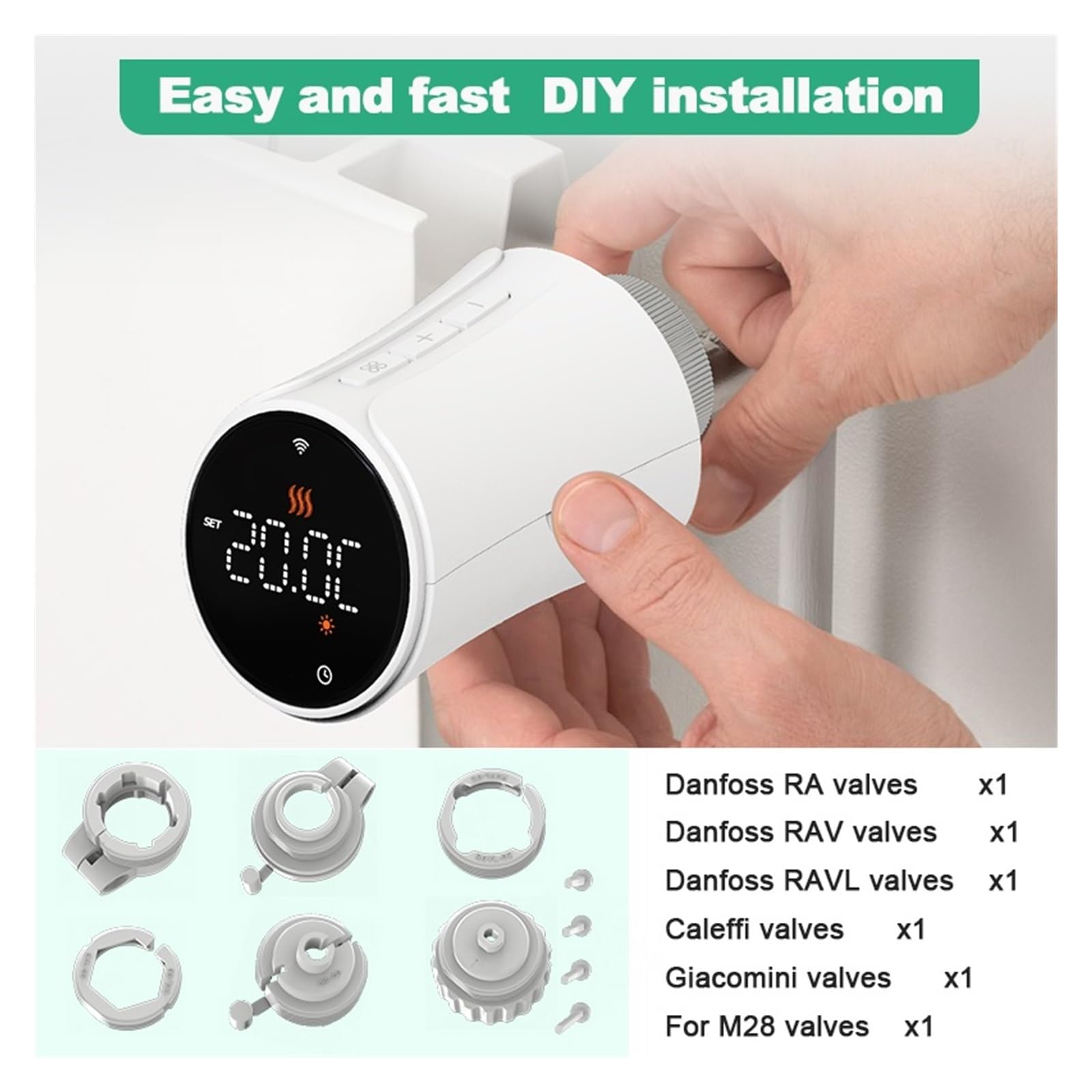 Actuador De Cabezal Válvula Termostática TRV WiFi Controlador Temperatura For Radiador GeolocalizacióN(TRV706Z 2PCS)