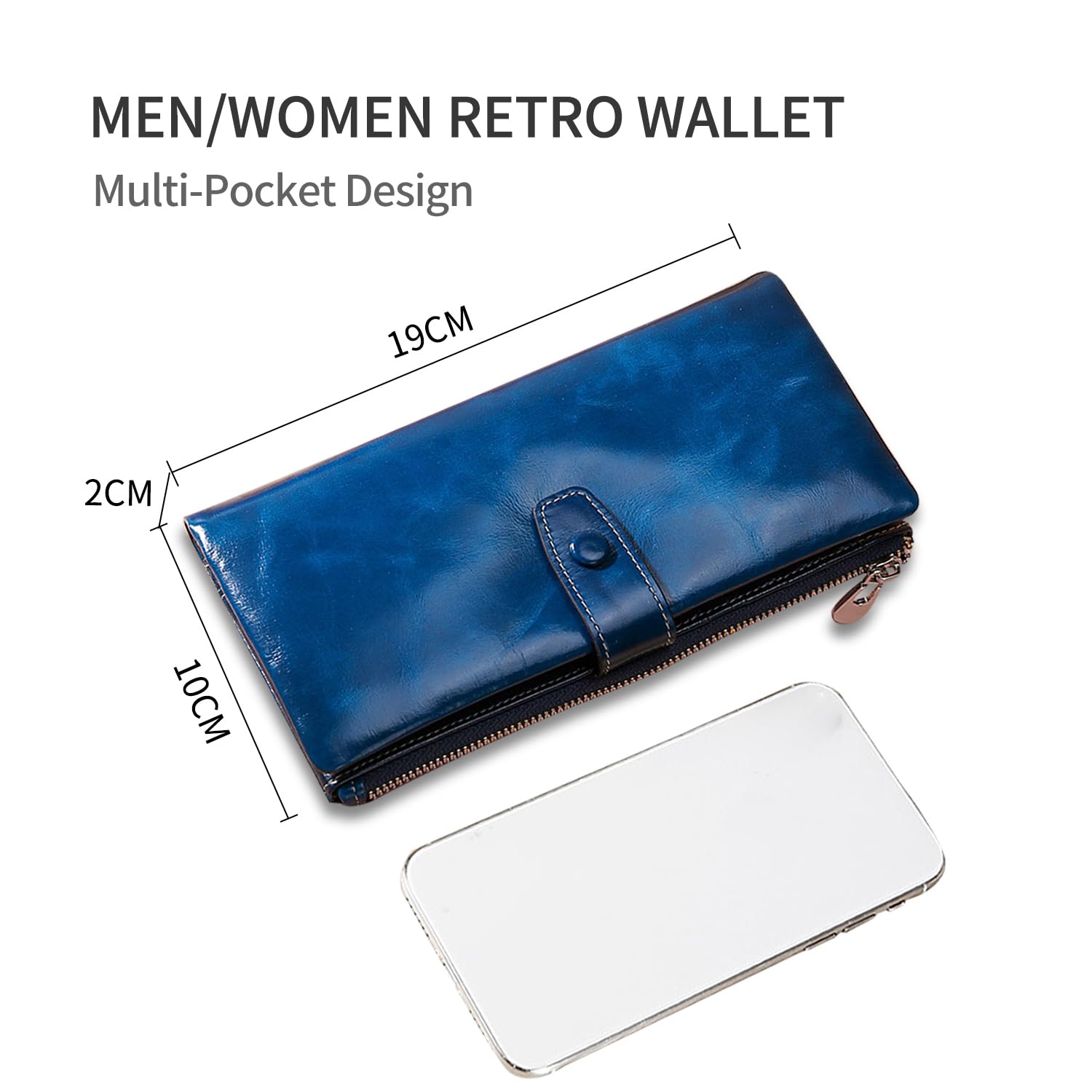 FANDARE Moda Portafogli RFID Portamonete da Donna Pochette Uomo Clutch Portafogli Pelle Porta Carte di Credito Portafogli con Porta Biglietti da Visita Porta Banconote Festa Portafoglio Blu
