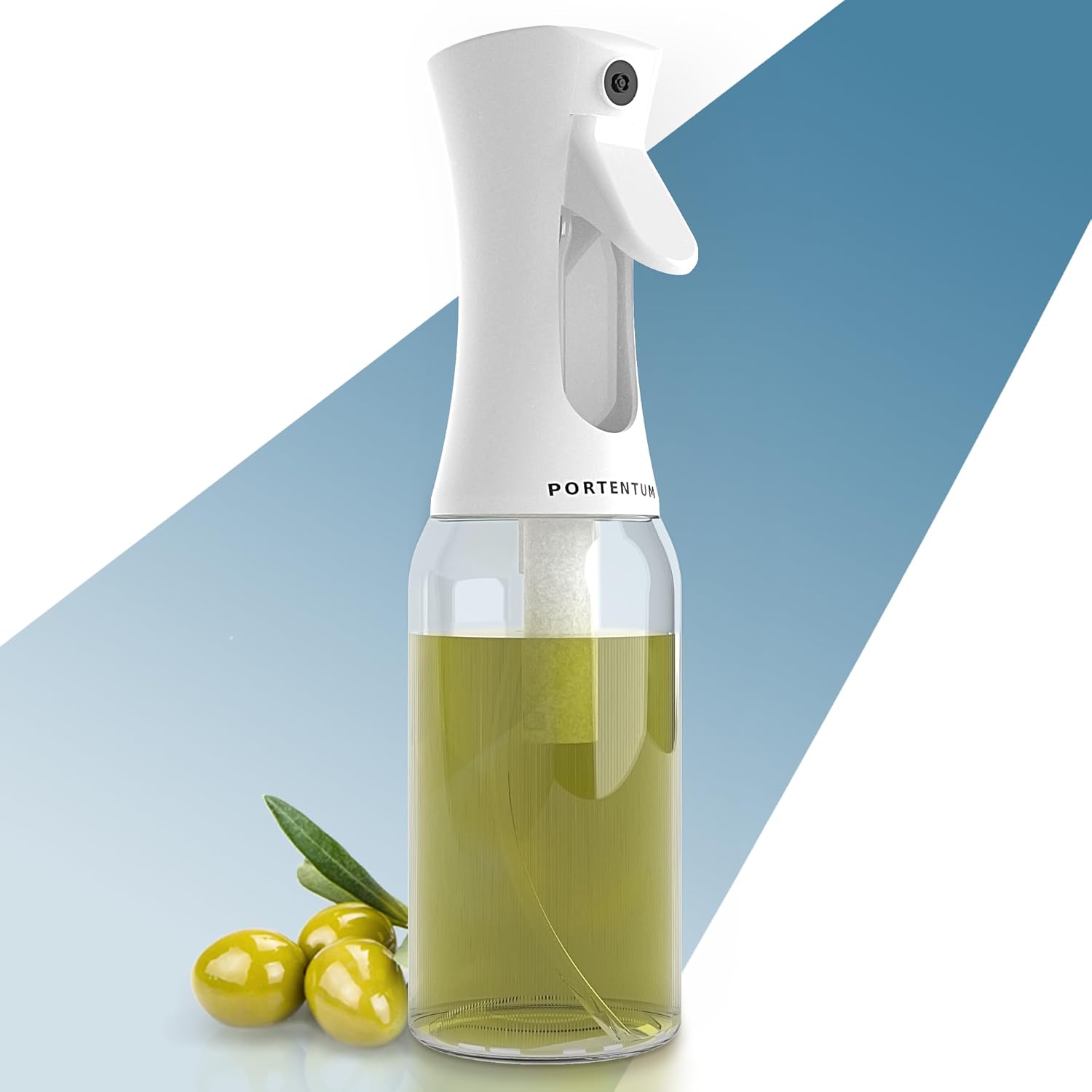PORTENTUM Oil Spray Bottle 300ml - 10,55 oz for Kitchen and Air Fryer Spray - Oil Dispenser Leakproof Glass
