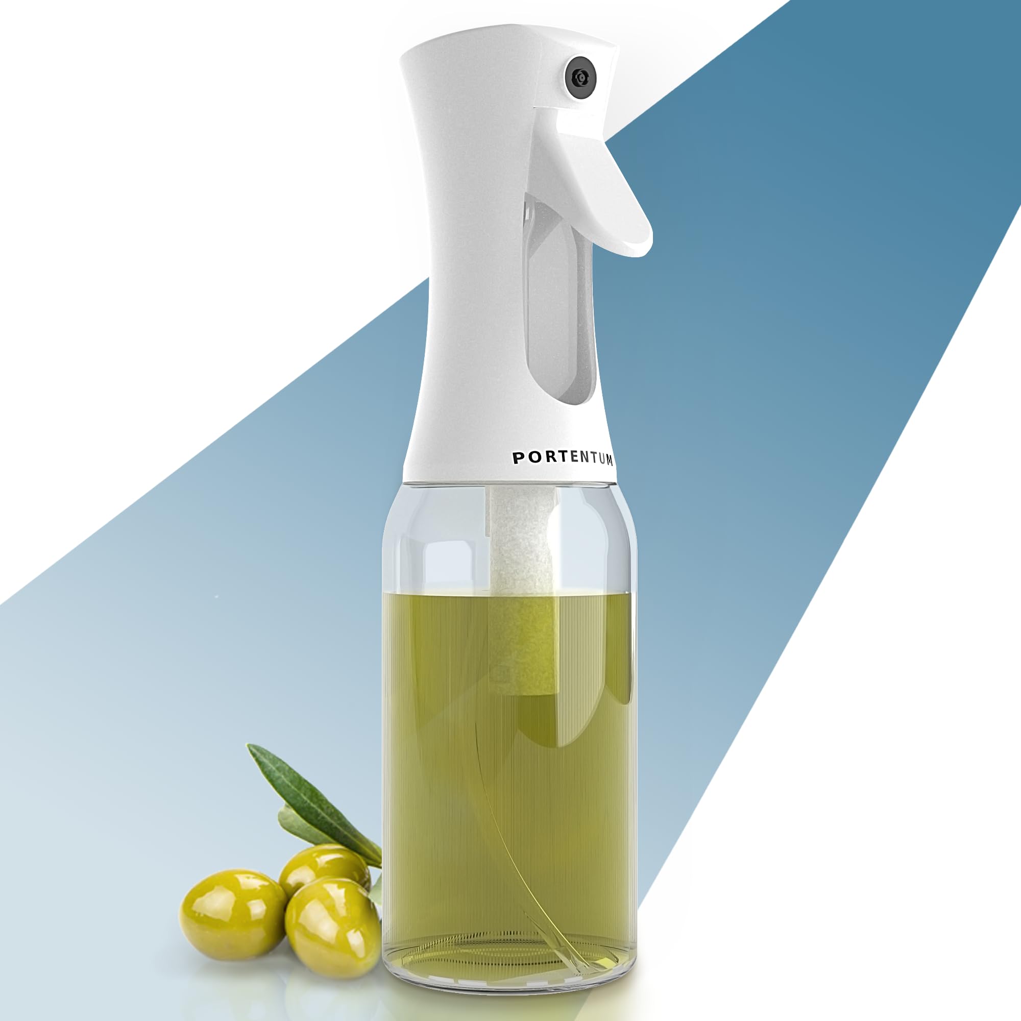 PORTENTUM Oil Spray Bottle 300ml - 10,55 oz for Kitchen and Air Fryer Spray - Oil Dispenser Leakproof Glass