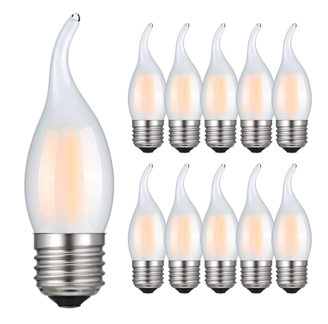 RANBOO Żarówka E27 w kształcie świecy 4 W / zastępuje żarówki halogenowe 40 W / 400 lumenów/ciepła biel 2700 K / 220-240 V AC/LED świeca E27 płomienie / bez możliwości ściemniania/szkło matowe / 10