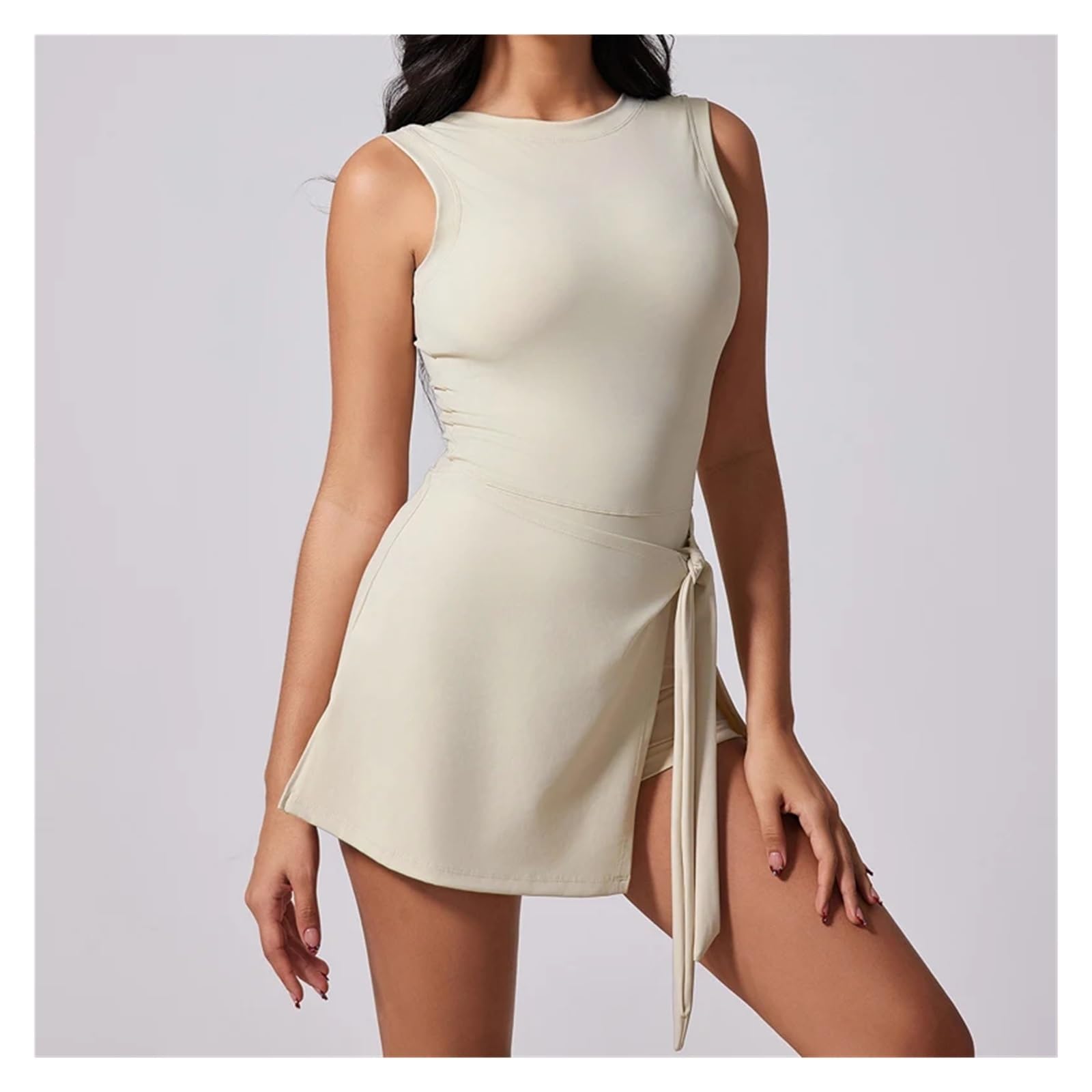 Vestito Da Tennis Da Donna Abito Da Tennis Da Donna Con Pantaloncini Incorporati Abito Sportivo Da Donna Senza Maniche Con Scollo A Barchetta, Abito Da Allenamento Attivo Per Sport, Tennis, Golf, Base