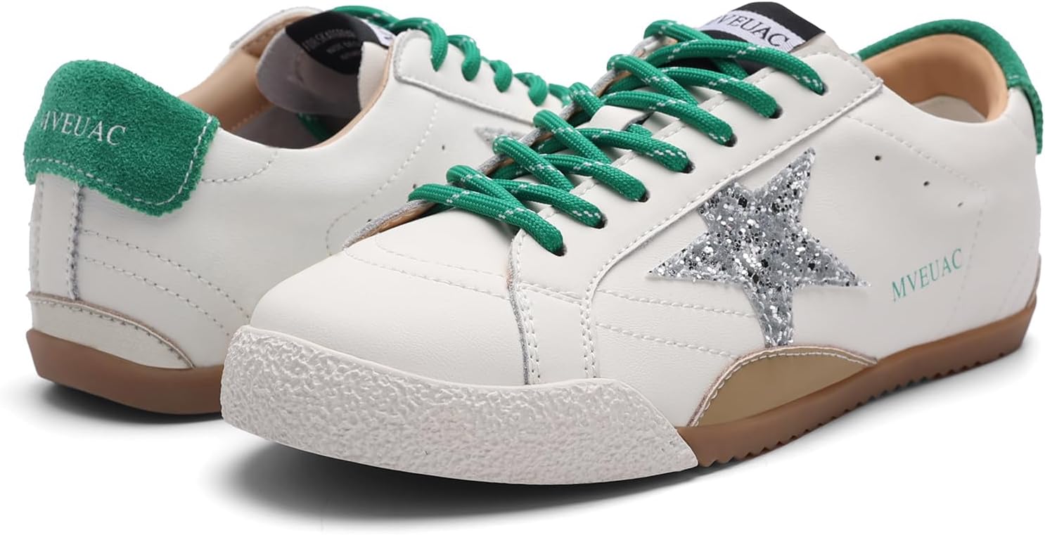 Fashion Star Sneakers for Women,Breathable and Non-Slip Cowhide Suede Casual Shoes,...