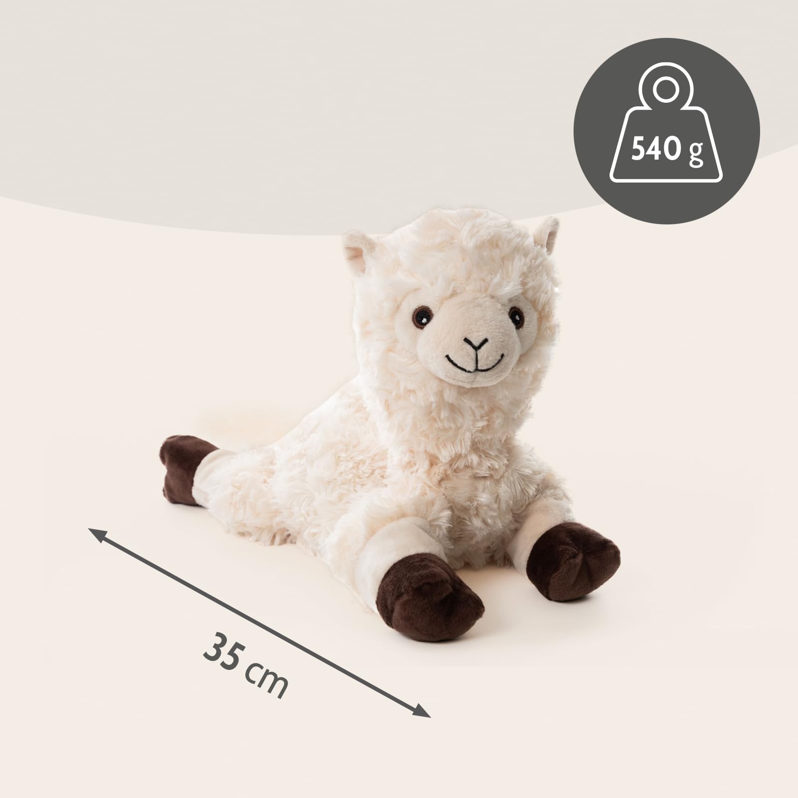 Habibi Cojín Térmico Premium / Juguete de Peluche para Niños y Adultos - Alpaca/Llama 1965 Relleno de Mijo Extraíble - Juguete de Peluche Térmico para Calentar en el Microondas/Horno, También Ideal
