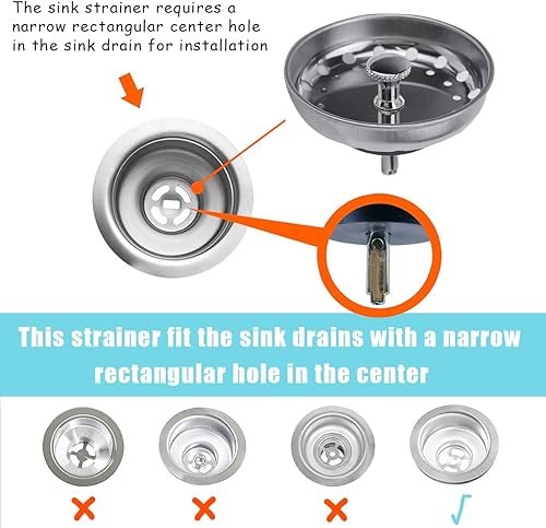 Miniatura 6 de 3 piezas de tapón para fregadero de cocina, 3 en 1 colador de cesta de fregadero de cocina, tapón universal antiobstrucción de acero inoxidable para