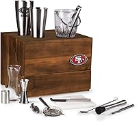 Vista 1 de PICNIC TIME NFL Madison Acacia - Juego de herramientas de barra de mesa, kit de camarero con soporte, juego de accesorios de bar