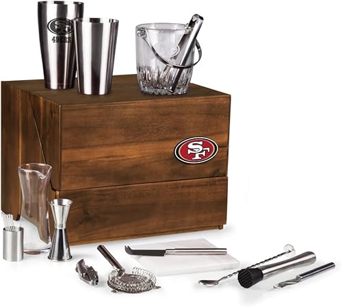 Miniatura 1 de PICNIC TIME NFL Madison Acacia - Juego de herramientas de barra de mesa, kit de camarero con soporte, juego de accesorios de bar