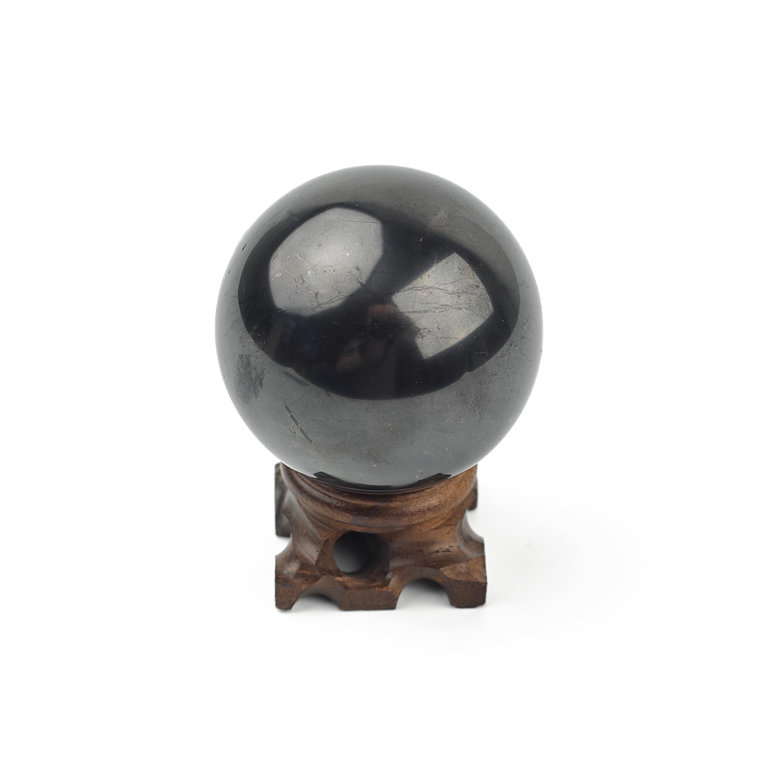 Boule de cristal transparente 50mm Karelian Heritage et son support en bois