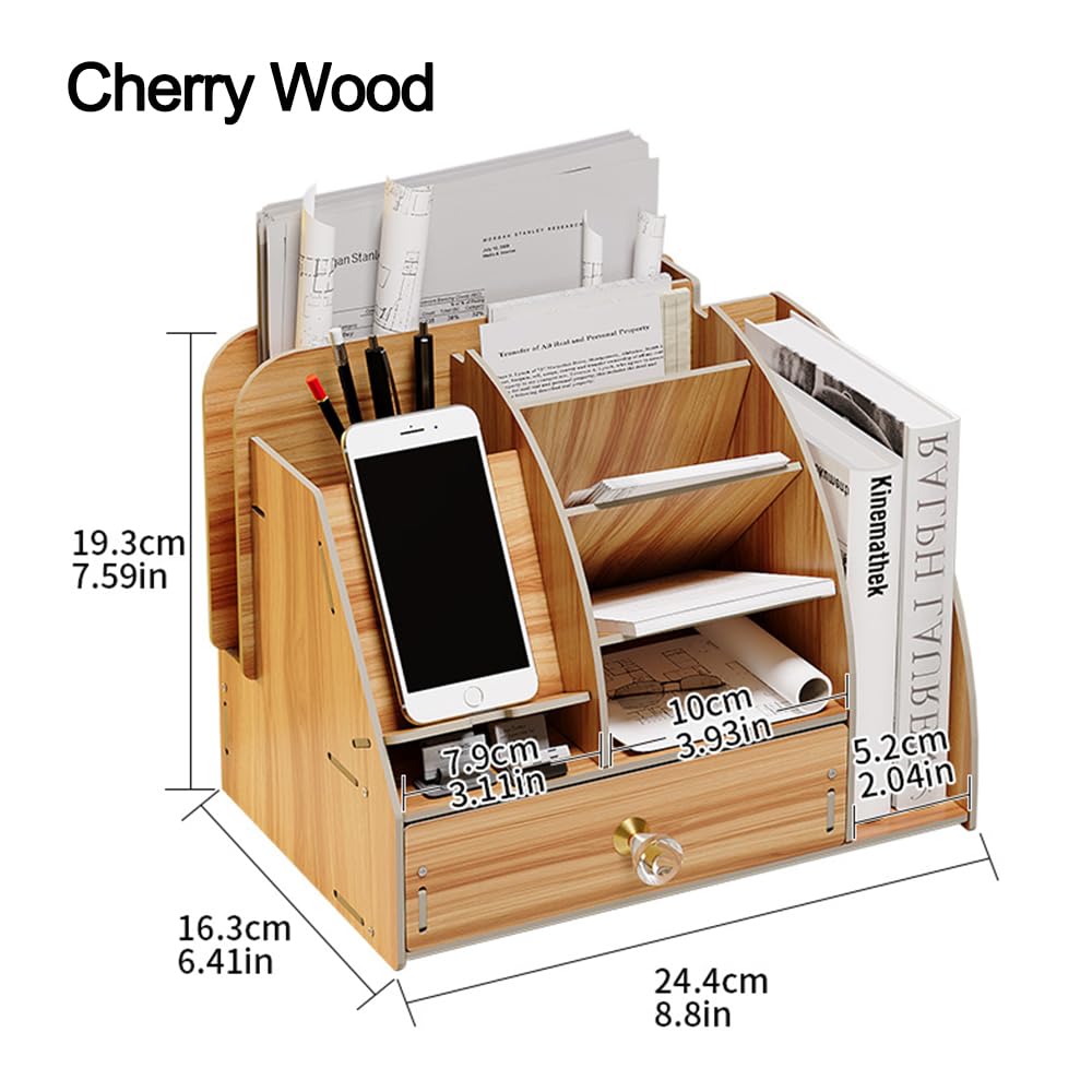 NUODWELL Upgrade Wooden Desk Stationary Organiser with Phone Docking Station - Image 2