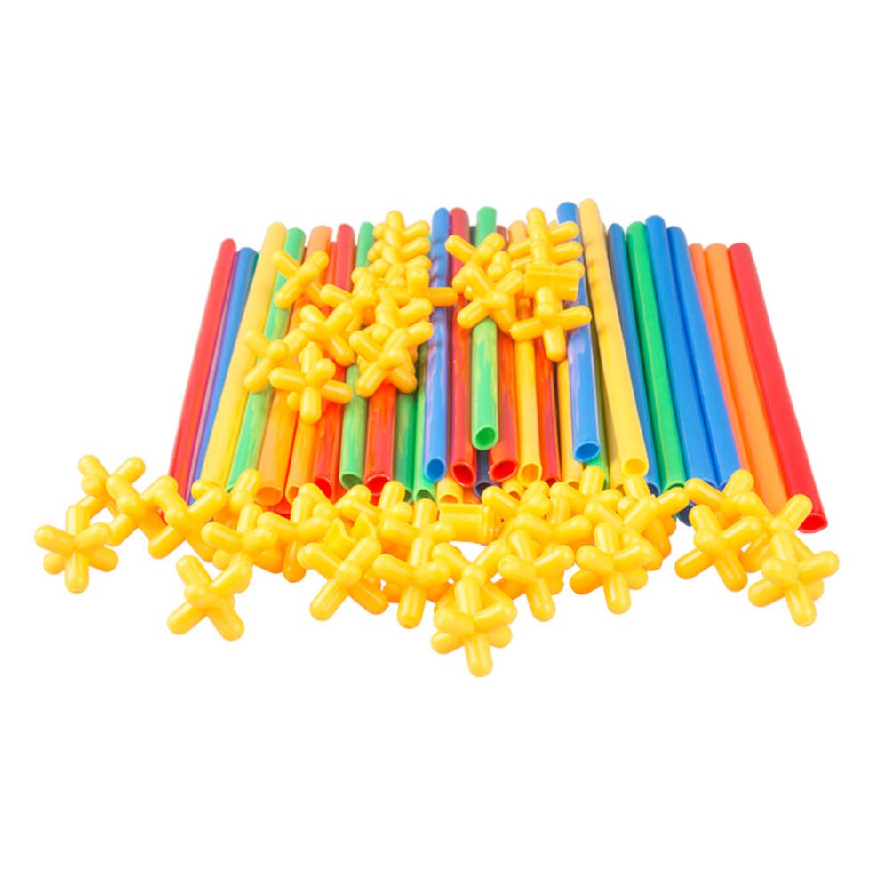 Alipis200Pcs Straw Constructor Building Toys, Colorful Interlocking Enginnering Toys Building Blocks Toy, Straws and Connectors Building Sets