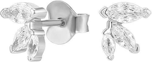 PAVOI 14K Gold Plated Dainty Stud Earrings for Women - 925 Sterling Silver Posts Earrings with Cubic Zirconia - Celestial Lightning Bolt, Moon,