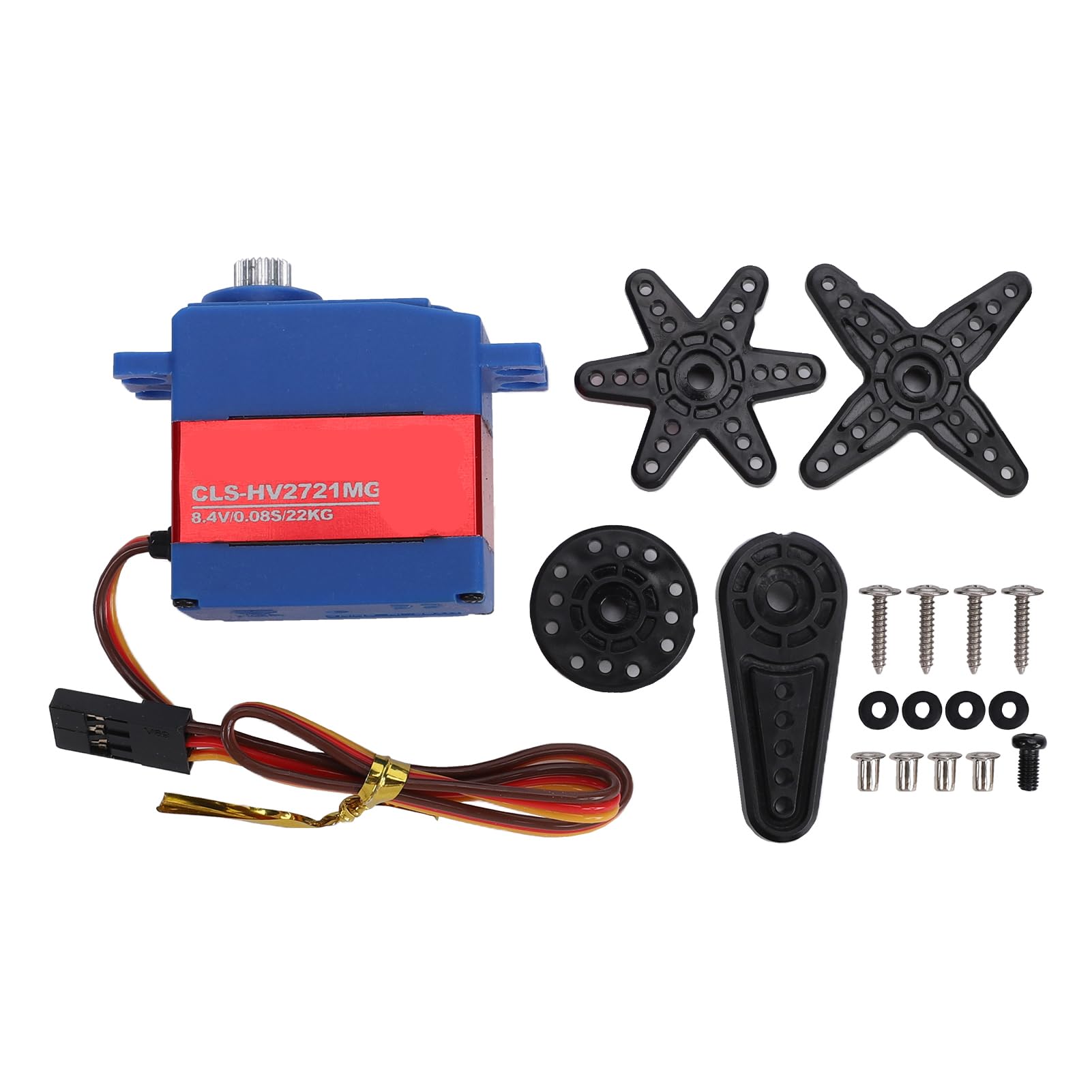 POENVFPO Servo RC de Alto par, Motor sin Núcleo de 22 Kg con Engranajes Metálicos de 25T, Resistente Al Agua IP67 para Coches y Aviones RC