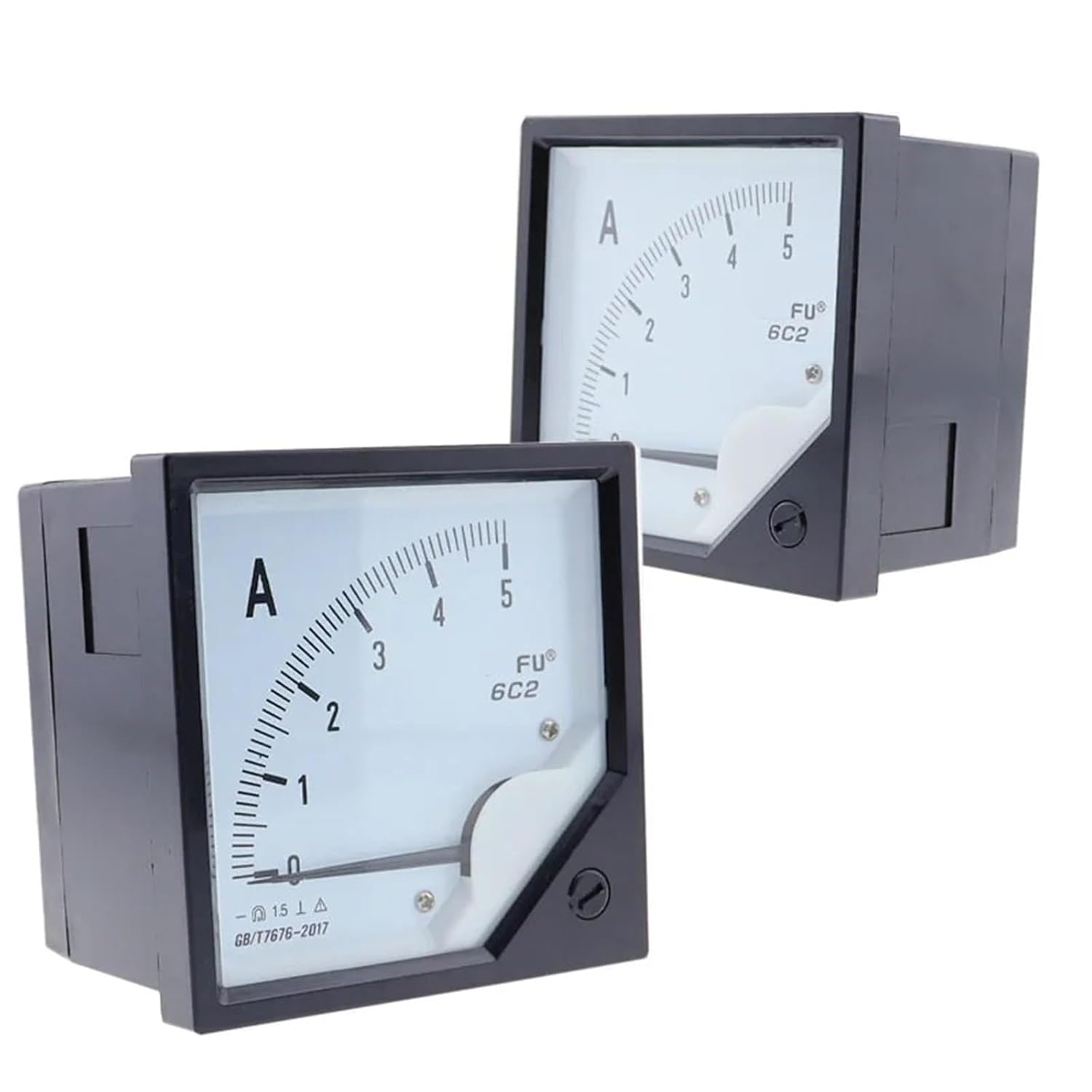 6C2 5A 10A 30A 50A 100A 300A/75mV DC Current Analog Ammeter Gauge Pointer Panel Meter 80x80mm DC Amp Meter Use with Shunt 1Pcs(15A Directly on)