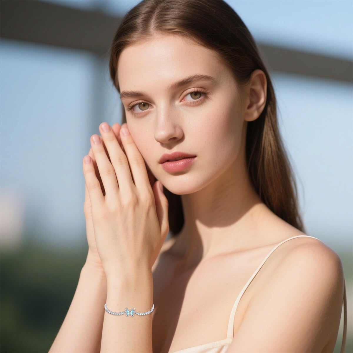 Moonstone Butterfly Bracelet for Women 925 Sterling Silver Butterfly Tennis Bracelet Moonstone Jewelry Gifts for Mom Wife - Image 2