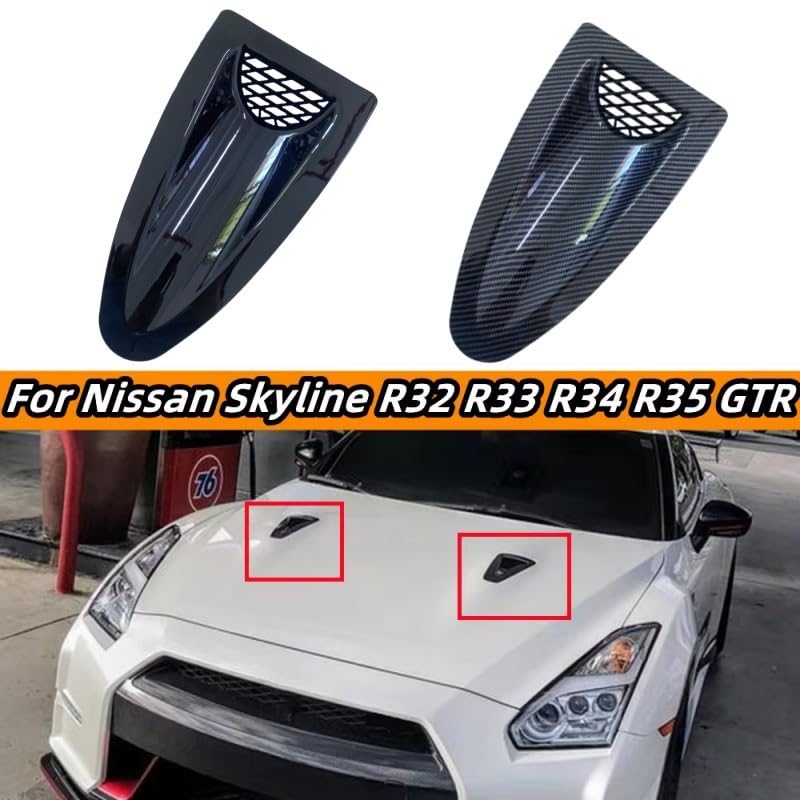 Persiennes d'aération capot Nissan Skyline R32 R34 GTR Écope Décorative Style Carbone - 2