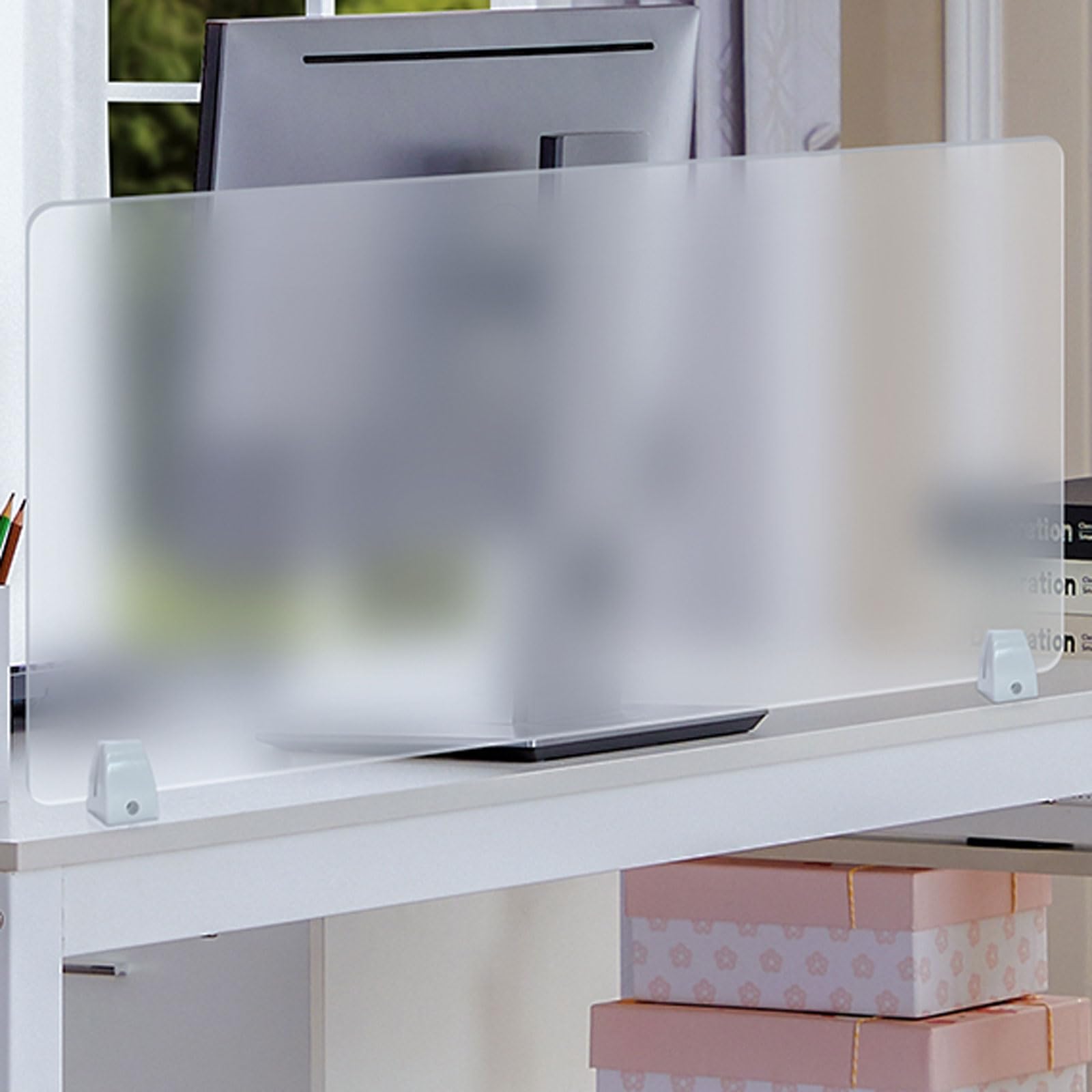 Cloison de bureau insonorisée anti-regard en acrylique givré pour open space et examen