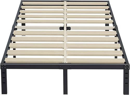 Miniatura 1 de ZIYOO Marco de cama individual XL de 14 pulgadas de alto, listones de madera de 3 pulgadas de ancho con soporte de 2500 libras para colchón de