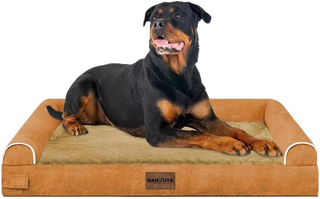 Large Dog Bed Orthopedic Washable: Beds Bolster XXL Bed Big XLarge Dogs Egg Crate Foam Sofa Couch Waterproof Removable Cover - Orange