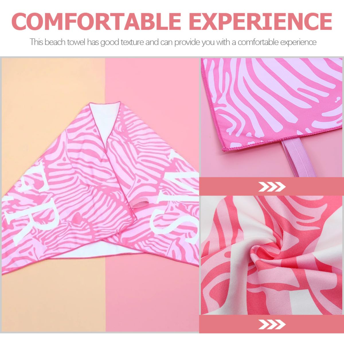 PRETYZOOM 3 Pz telo mare arazzo da spiaggia arredamento estivo asciugamano portatile asciugamano palestra gym towel asciugamani da spiaggia teli mare in microfibra fibra superfine rosa