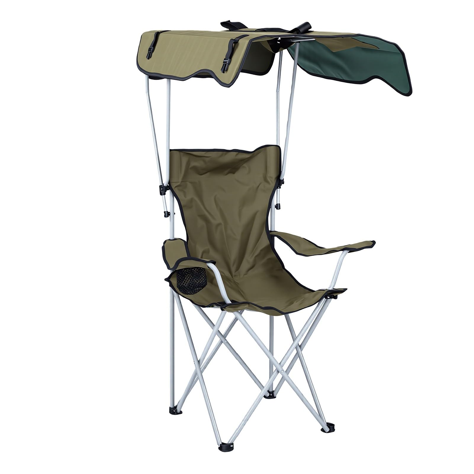 Sedia da Campeggio Pieghevole con Tettuccio Sedia da Esterno Ergonomica Premium per Viaggi da Picnic Sulla Spiaggia OD Green