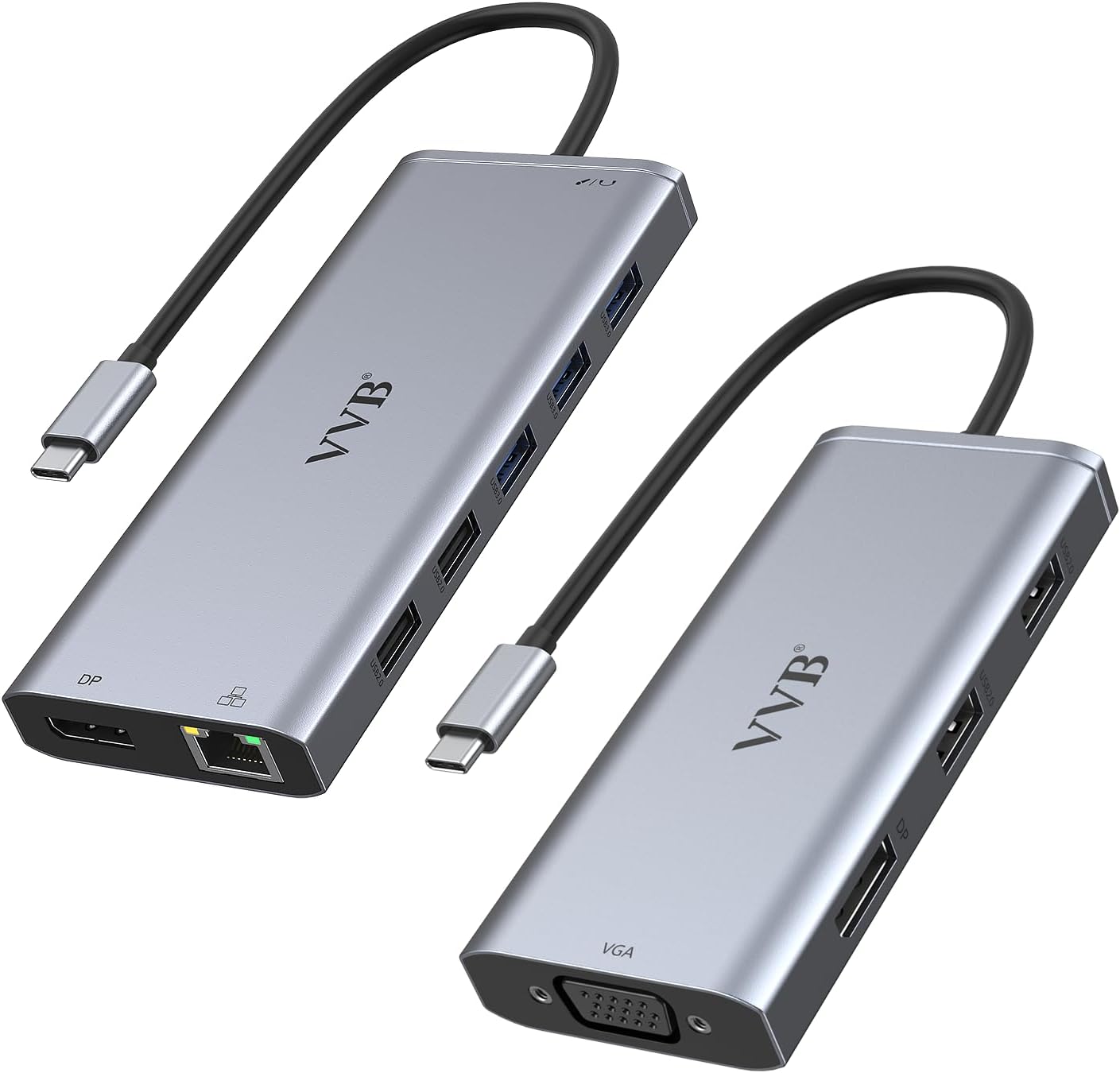 Hub USB C VVB Docking Station Dual Monitor con HDMI, DisplayPort, VGA