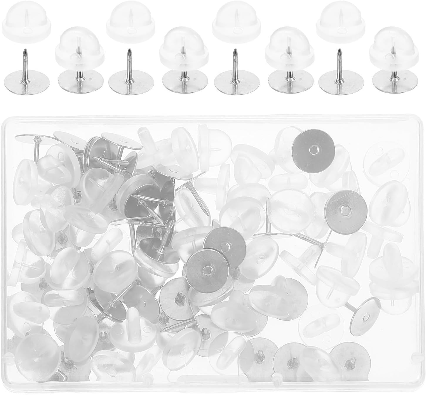 50 Sets PVC Rubber Pin Backs with Metal Butterfly Locking Caps for Jewelry and Tie Tack Pins, Secure Attachment and Easy Craft Assembly, for DIY Jewelry Making and Craft Projects