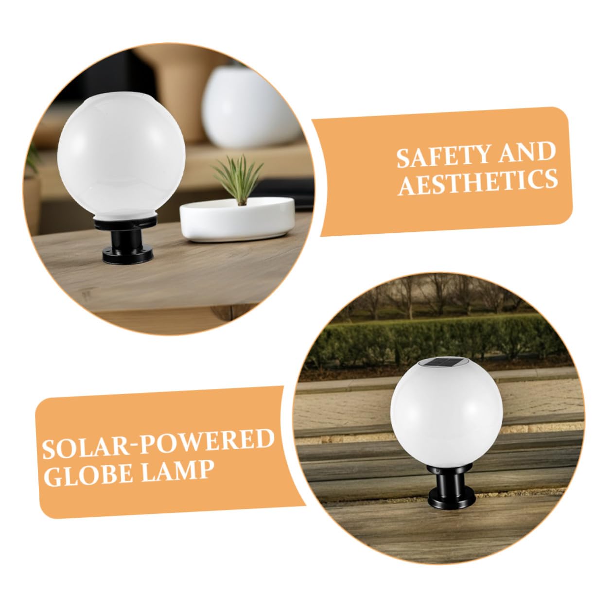 Lampada Solare Sfera Lampione Giardino, Luce da Esterno con Sensore Automatico, Base in Acciaio Inox e Paralume Acrilico per Giardino