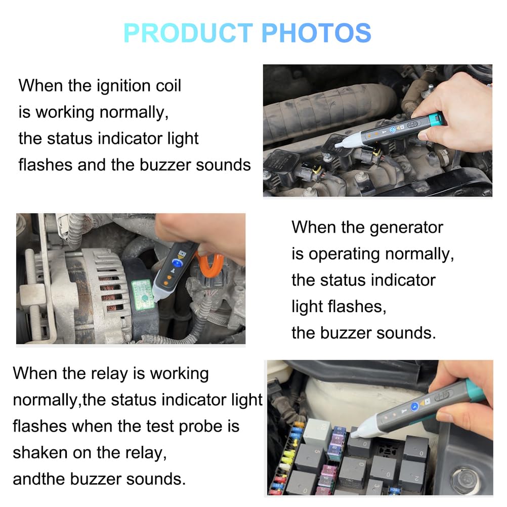 Car Ignition Coil Tester, Ignition Coil Tester/Spark Plug Tester with LED Diagnostic, Relay Tester for Auto Solenoid Valve Engine Analyzer
