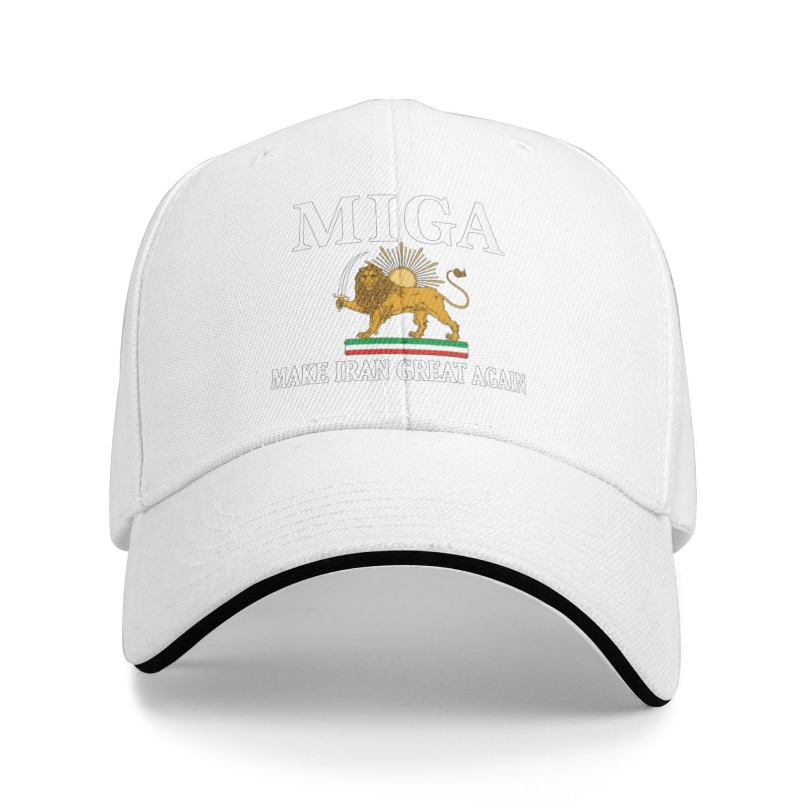 Hlbsdm Unisex White Make Iran Great Again Hat Old Iran Persian Flag Lion Sun Caps Mesh Cap For Men Women