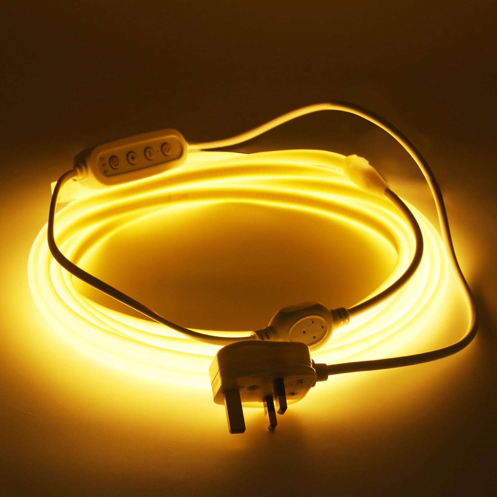 Wisada 220V Dimmable Timer COB LED Neon Strip [6M, Warm White 3000-3500K], IP65 Waterproof Flexible, 288 LEDs/M Cuttable FCOB LED Strip CRI90+, Home and Store Decoration